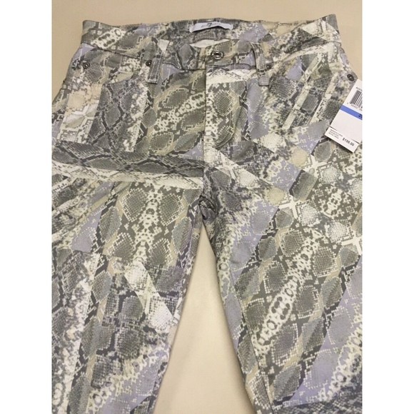 7 For All Mankind Women's Jean Gray Snakeskin Print Skinny Ankle Sz 25 NWT - Picture 3 of 11